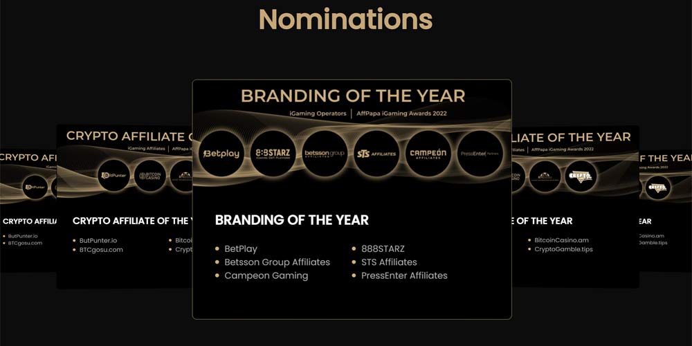 Nominations AffPapa iGaming Awards 2022